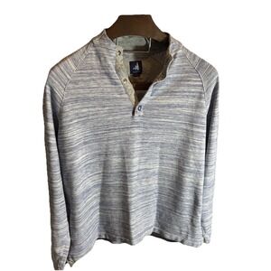 Johnnie-O Fanning Mens Large Henley Pullover Lake Blue Snap Closure Raglan Surf
